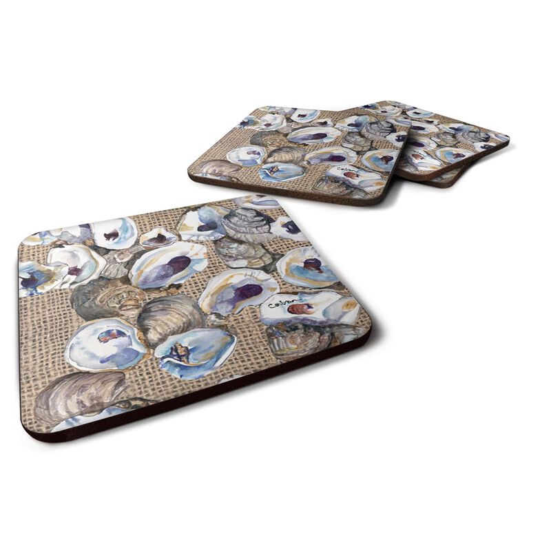 Caroline's Treasures 8734FC Oyster Foam Coasters (Set of 4), 3.5 H x 3.5 W, Multicolor