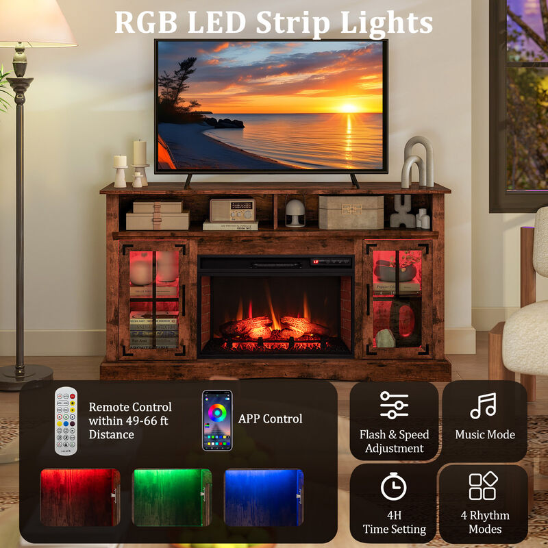 Electric Fireplace TV Stand with Remote Control and Thermostat for Living Room image number 6