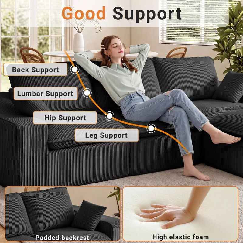 107" L-Shaped Modular Sectional Sofa image number 3