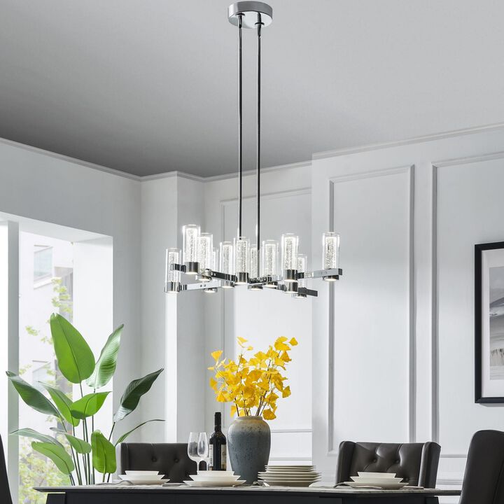 Victory Chandelier Matte Black Metal and Acrylic 12 LED Lights Dimmable