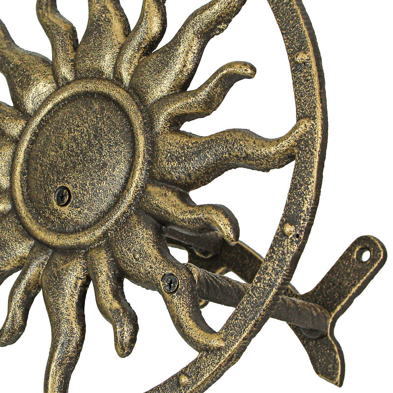 Cast Iron Celestial Sun Wall Mounted Hanging Garden Hose Holder Bronze image number 3