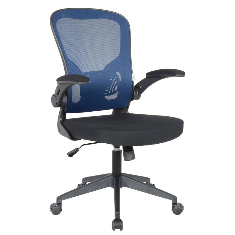 LeisureMod Mesh Office Swivel Desk Chair Modern Ergonomic Adjustable Height with Flip-Up Armrest and Breathable Back Newton Series