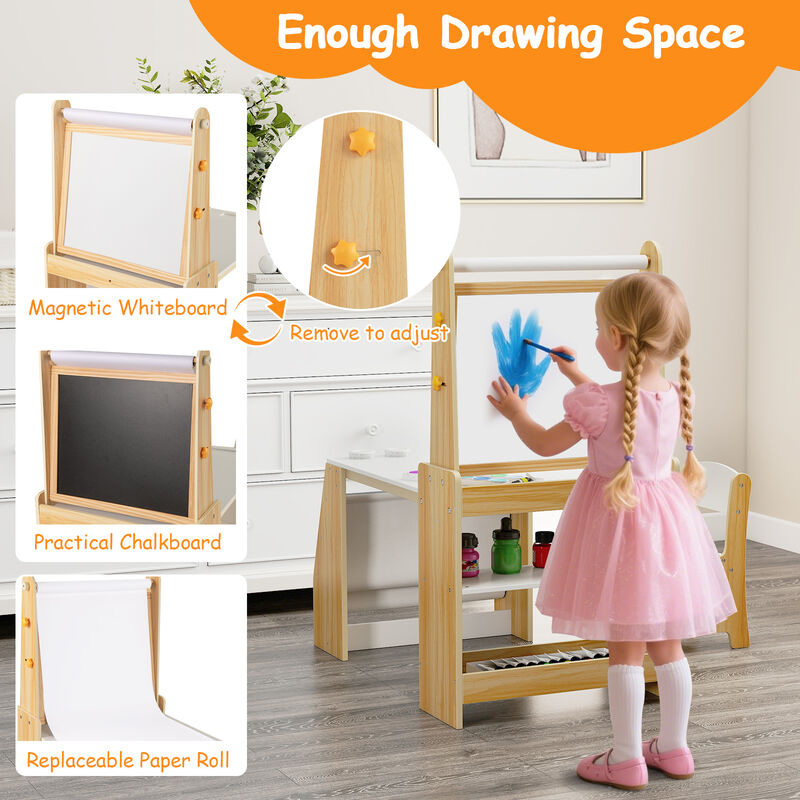 Children&rsquo;s Art Desk and Chair with Easel for Drawing and Reading image number 7