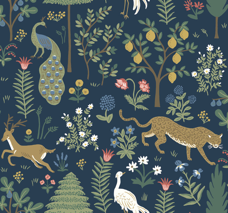 Menagerie Navy Wallpaper