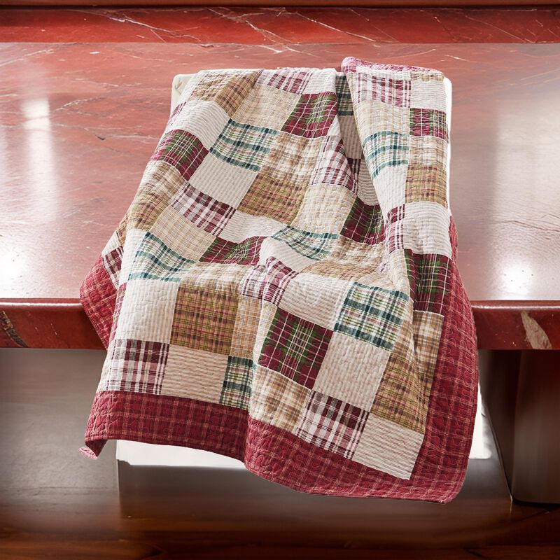 Evi 50 x 60 Inch Quilted Patchwork Throw Blanket, Soft Multicolor Cotton - Benzara