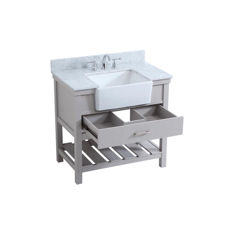 Elegant Kitchen and Bath 36 inch Single bathroom vanity in grey with backsplash