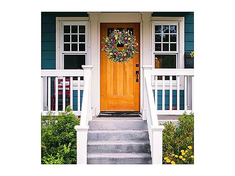 22 Inch Spring Summer Wreath Tulip Front Door Purple Tassels Eucalyptus Leaves image number 3