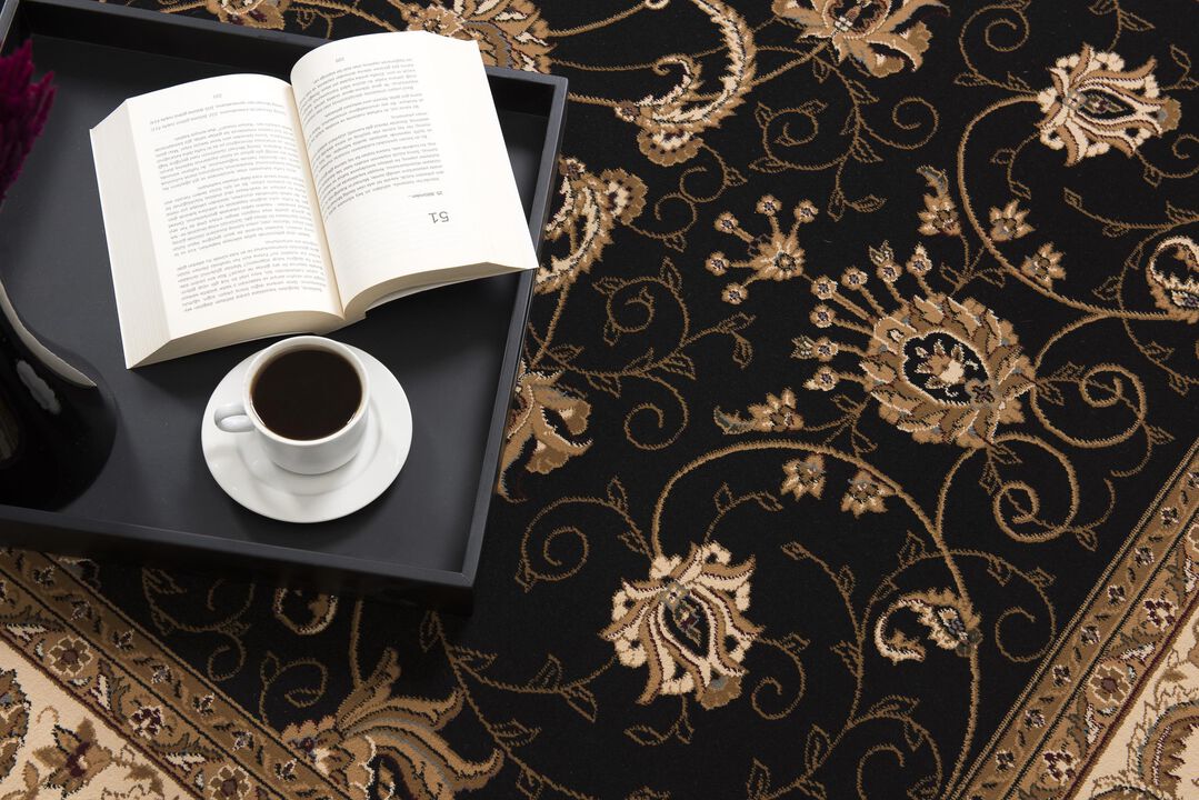 Rug Branch Yasmin Traditional Persian Medallion Black Beige Indoor Doormat Rug