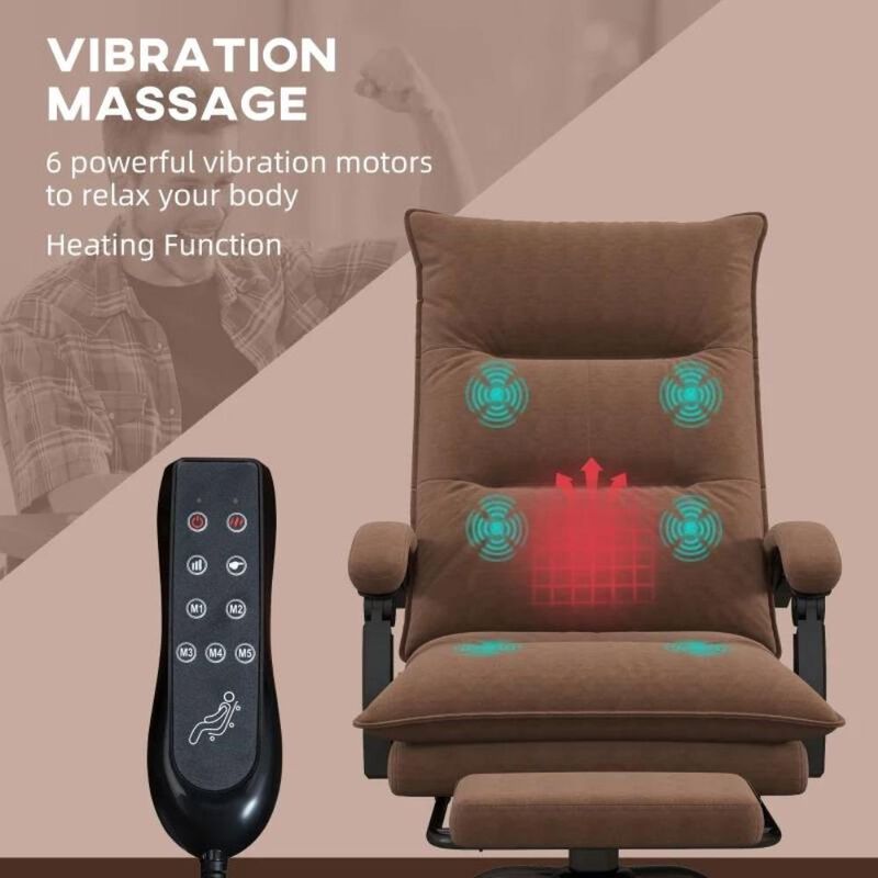 Hivvago Double Padded Executive Massage Heated Office Chair Brown