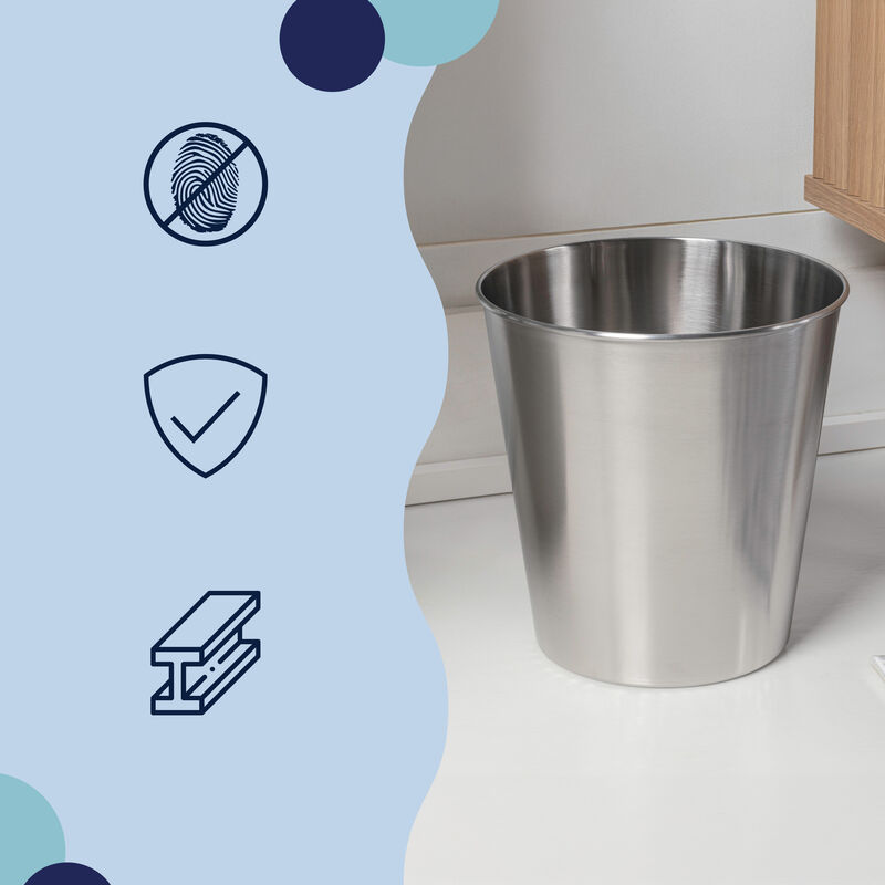 Remi Modern Classic Textured Steel 2-Gallon Wastebasket