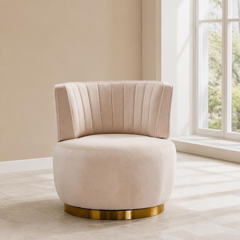 GOODSILO 360 Degree Swivel Barrel Accent Chair, Upholstered Round Armchair for Living Room, Bedroom, Office, Nursery, Lounge, Waiting Rooms image number 2