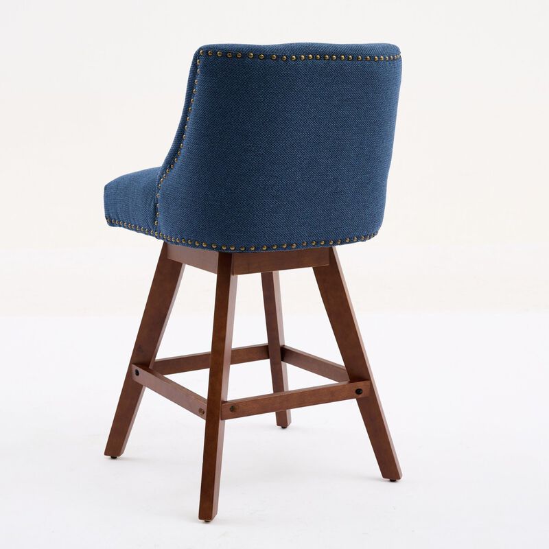 Streamdale Counter Height Swivel Barstools, 26'' H Seat Height Upholstered Bar Stools Set of 2, Fabric in Blue image number 5