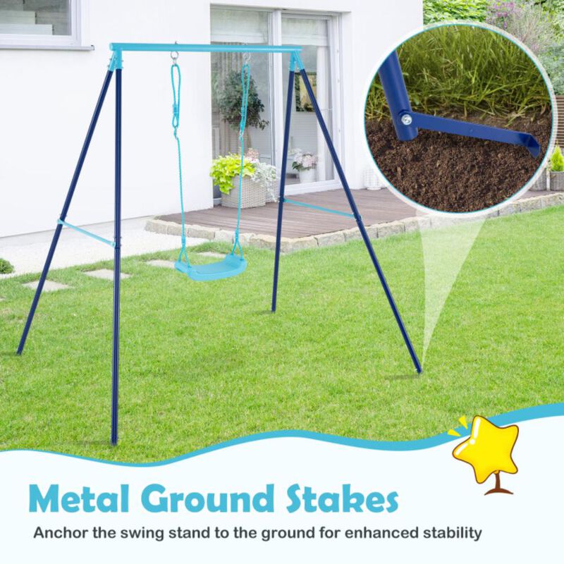 Hivvago Outdoor Heavy Duty Metal Toddler Swing Set with Stand