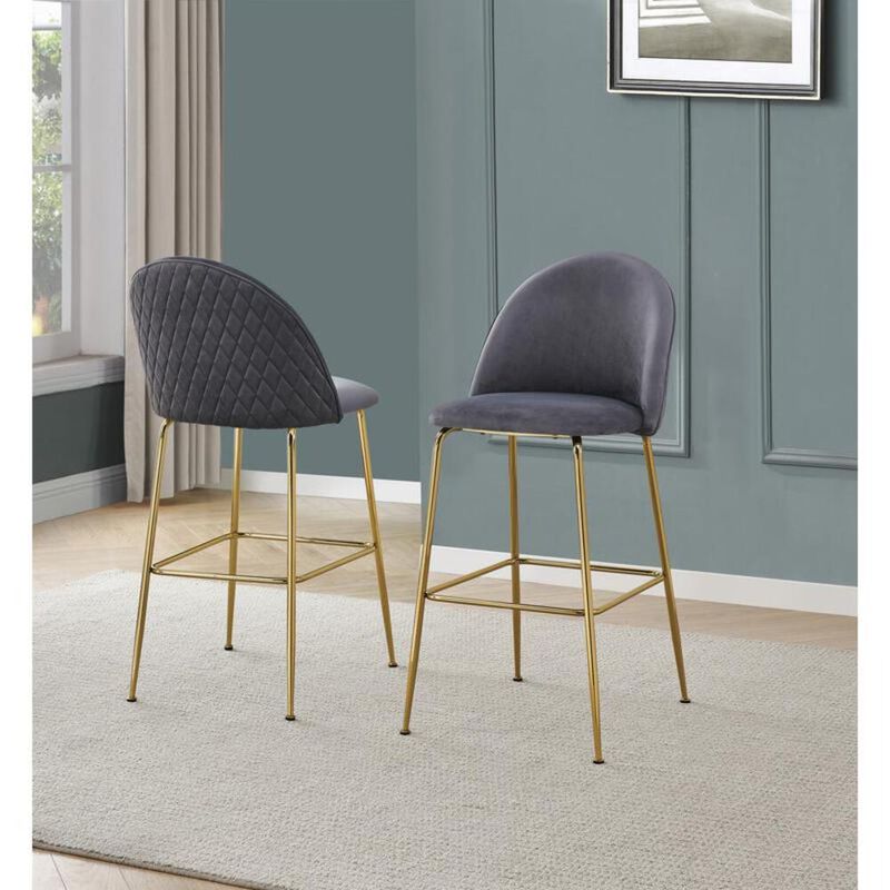 Best Quality Furniture Dark gray barstool with a gold base