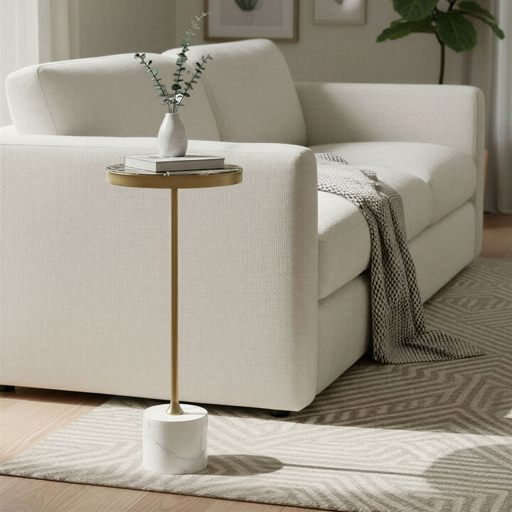Round Marble Accent Table with Agate Top