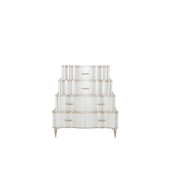 Michael Amini London Place 6-Drawer Tiered Chest - Creamy Pearl
