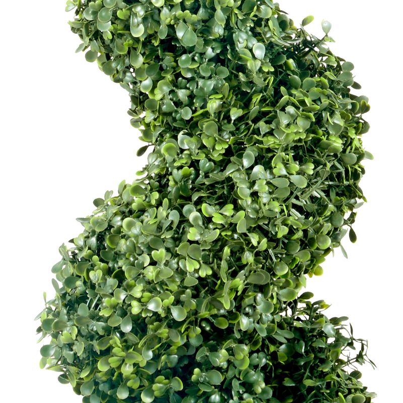 Set of 2 Artificial Spiral Boxwood Topiary Plants with 10 Spare Replacement Leaves-Green image number 8