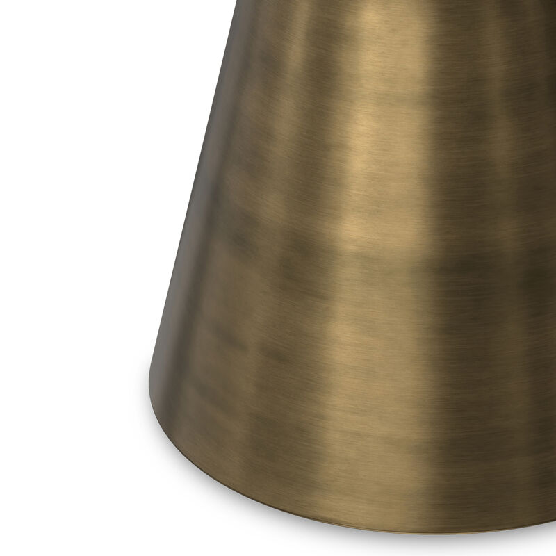 Raquel Modern Contemporary 14 inch Wide Metal Side Table in White / Antique Brass, Fully Assembled