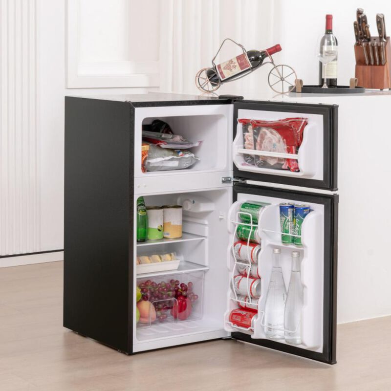 Costway 3.2 Cu. Ft Compact Mini Fridge with Adjustable Thermostat