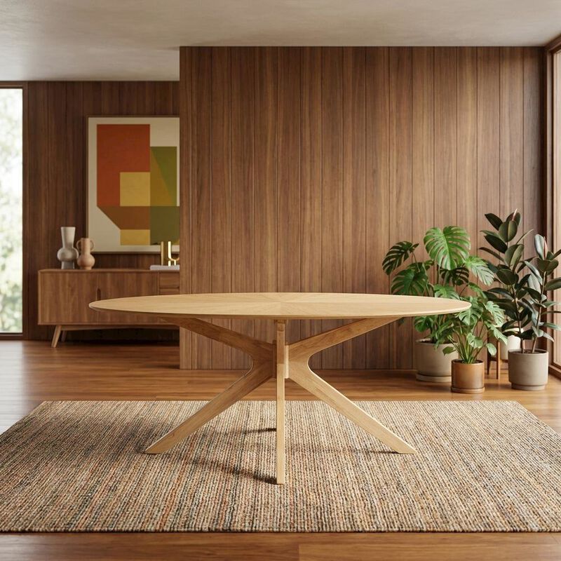 Black Oval Wood Dining Table, Modern Style, Seats 8 image number 4