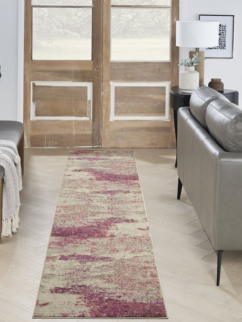 Celestial CES02 Ivory/Pink 2'2" x 12' Rug