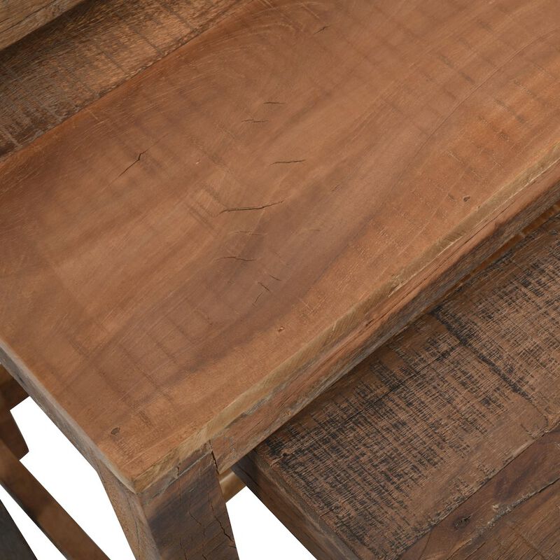 Jofran Reclamation Rustic Reclaimed Solid Wood Three-Piece Nesting Tables