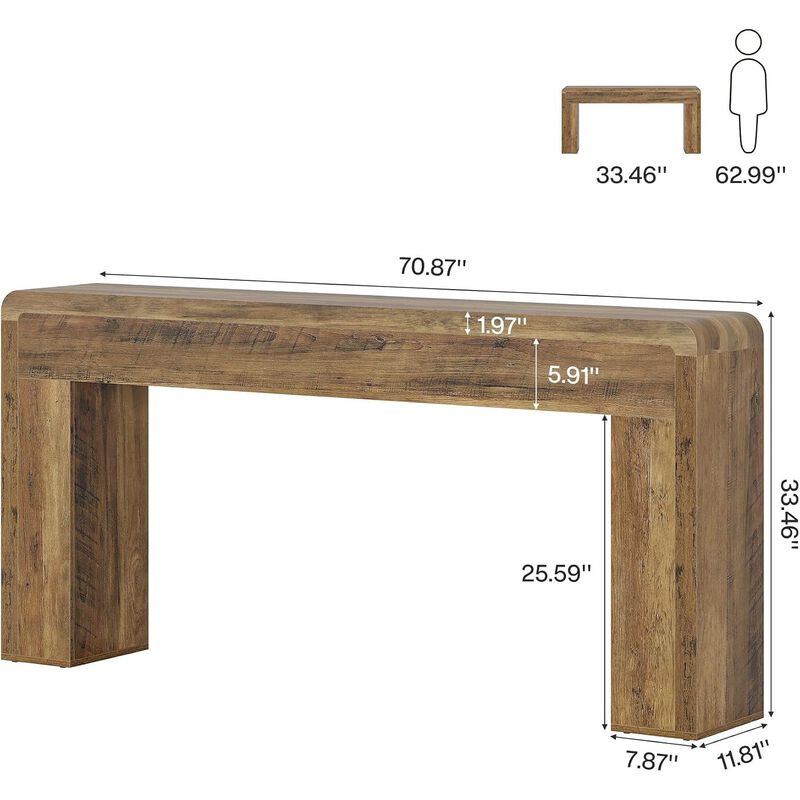 Tribesigns Country Rustic Wood Console Table image number 4