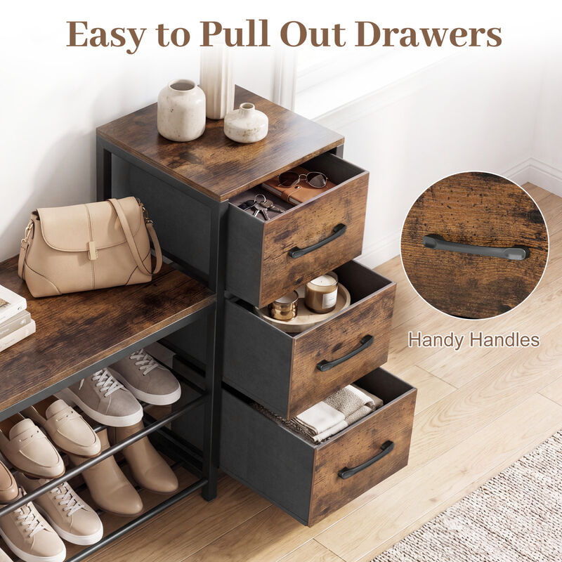 Entryway Shoe Bench 3-Tier with Removable Fabric Drawers image number 7