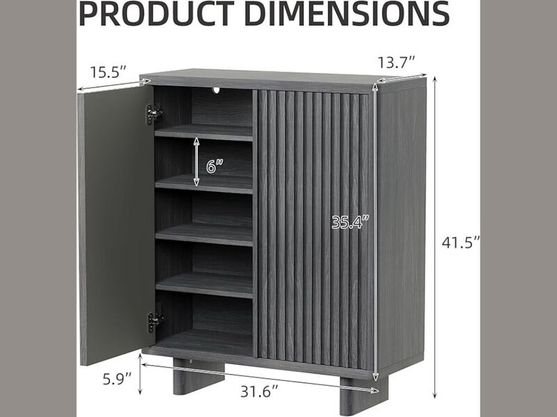 Entryway Wood Shoe Storage Bench 5 Tier Adjustable Shelves 46 Inch image number 2
