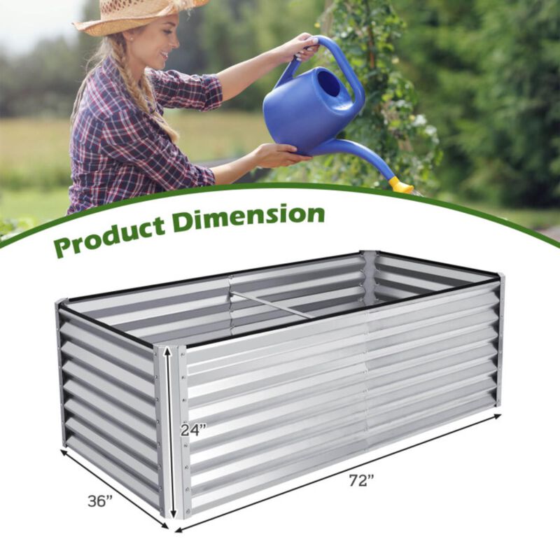 Hivvago 6 x 3 x 2 Feet Rustproof Metal Planter Box with Ground Stakes for Plants