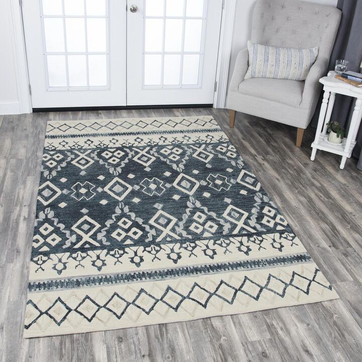 Hand Tufted Cut & Loop Pile Wool Rug, 5' x 8'