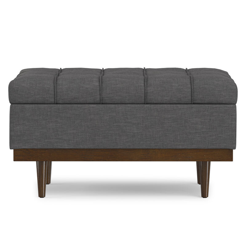 Mariah 34 inch Wide Contemporary Rectangle Coffee Table Storage Ottoman in Slate Grey  Polyester Linen, Assembled image number 6