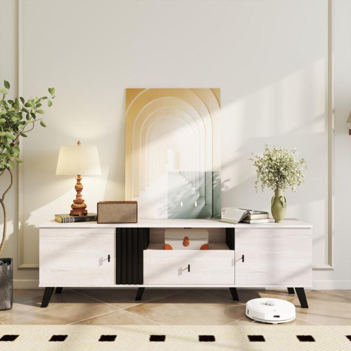 Hivvago Mid Century Modern TV Stand Entertainment Center for 80" TVs