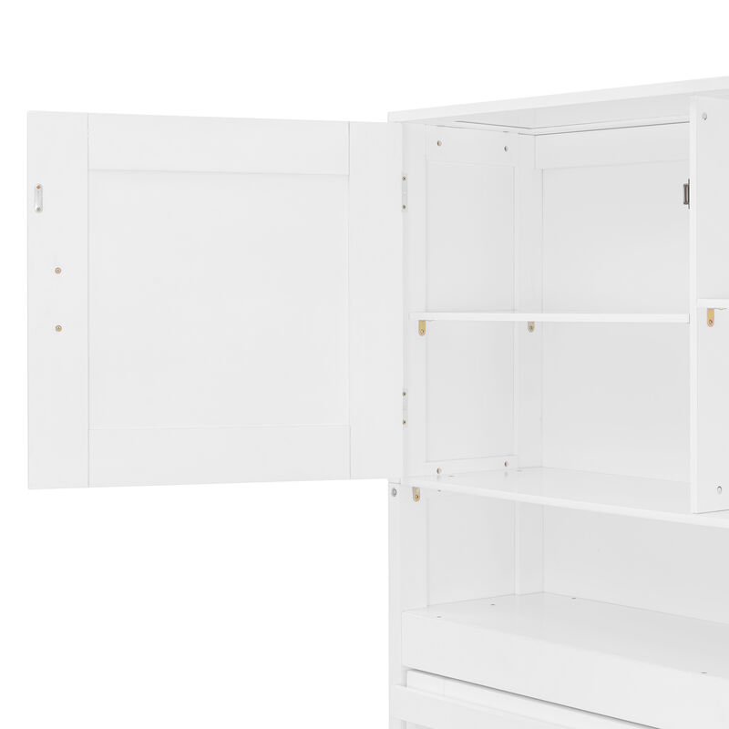 Whisen Queen Size Wall Murphy Bed with Ample Storage Space and Diamond Stripes