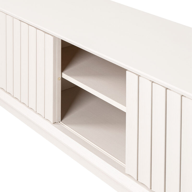 Gennaro Farmhouse 3-Storage Sliding Door TV Stand Fits TVs with Cable Management