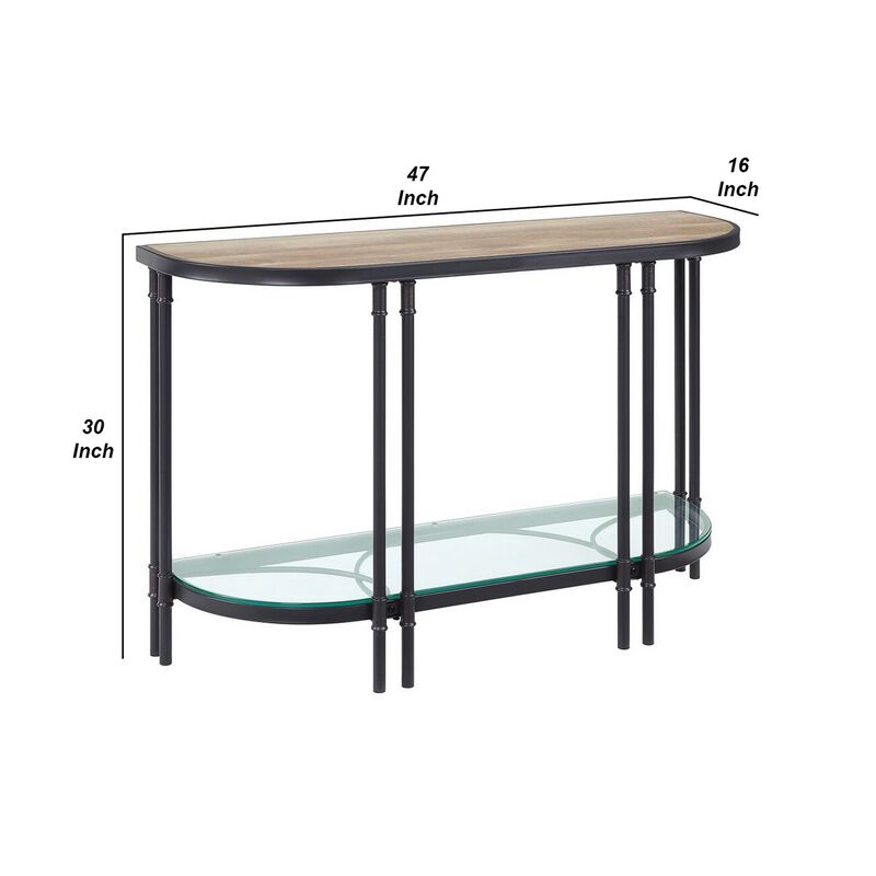 Ley 47 Inch Wood Sideboard Console Sofa Table, Industrial Design, Oak-Benzara