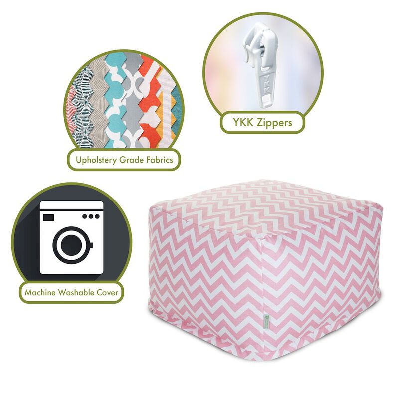 Majestic Home Goods Ottoman Pouf Chevron BabyPink
