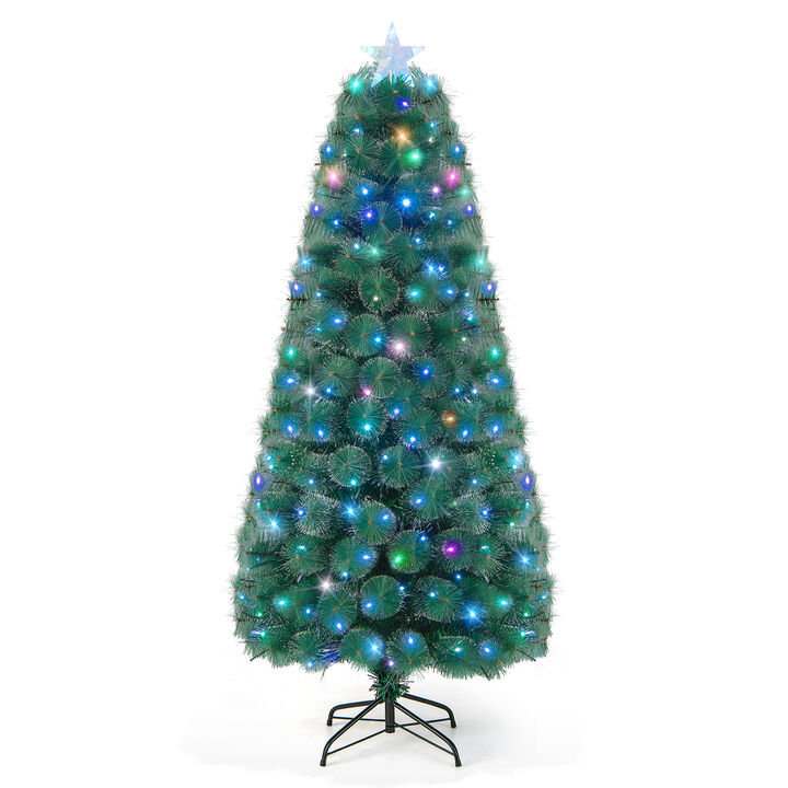 Pre-Lit Fiber Optic Christmas Tree with Multi-Color LED Lights and Top Star Light