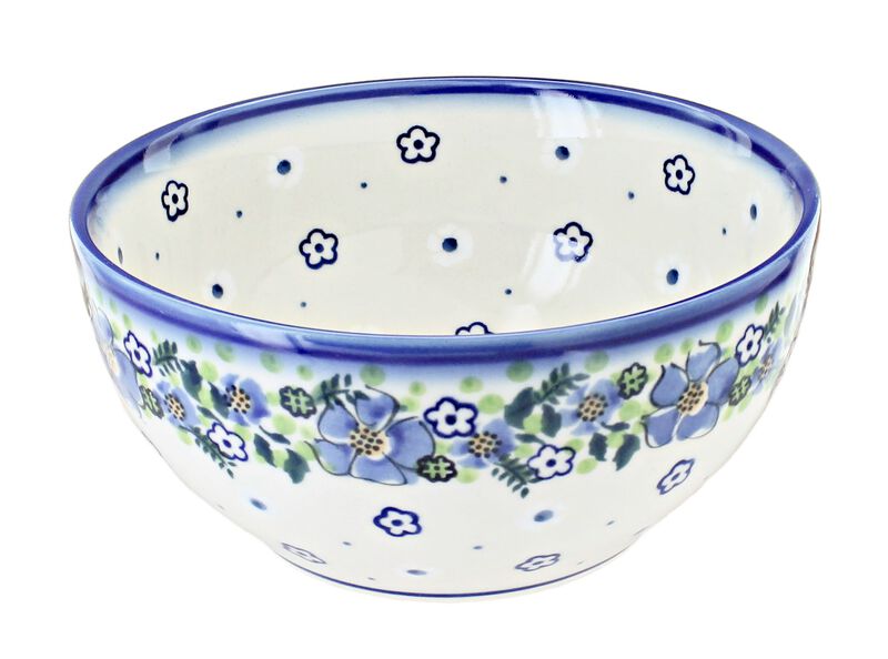 Blue Rose Polish Pottery Summer Picnic Cereal/Soup Bowl