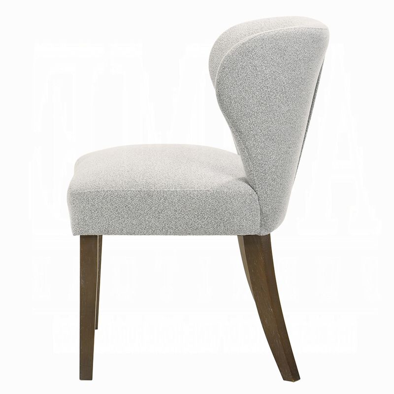 Dea Dining Side Chair Set of 2, Wingback Gray Chenille, Walnut Brown image number 6