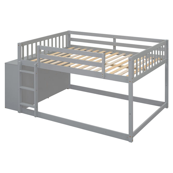 Whisen 92.4"x57" Full over Full Bunk Bed with 4 Drawers 3 Shelves, Solid Wood for Kids Bedroom