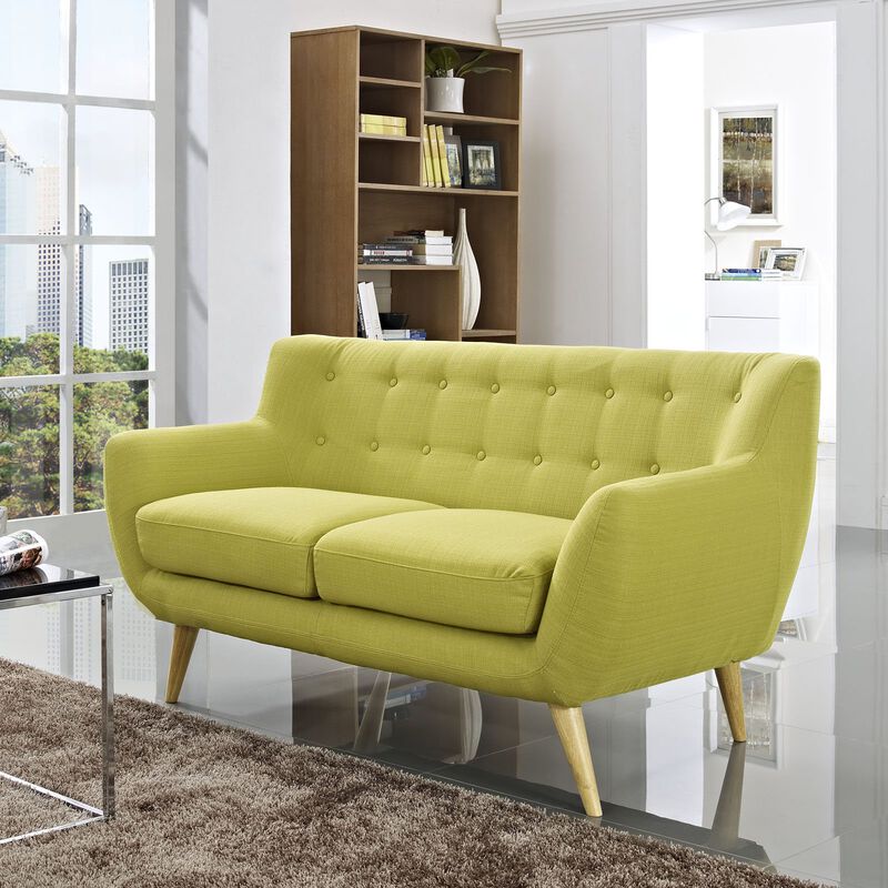 Modway Remark Mid-Century Modern Loveseat With Upholstered Fabric In Wheatgrass image number 1