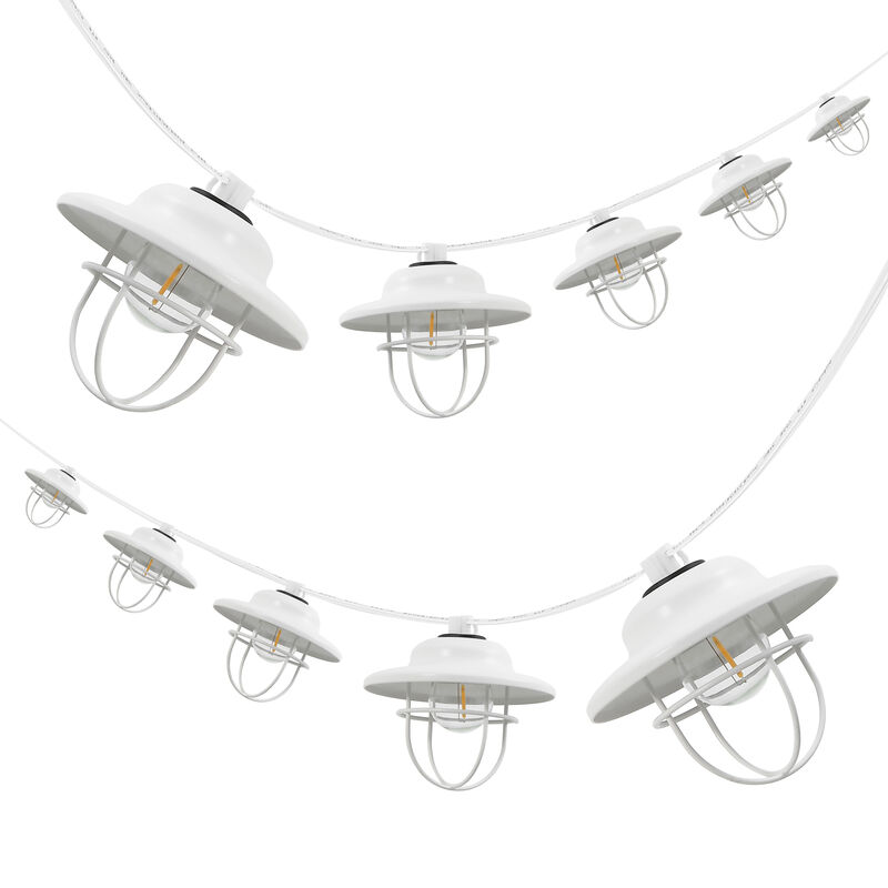 10-Light Indoor/Outdoor 10 ft. Rustic Farmhouse Incandescent G40 Metal Cage Shade String Lights