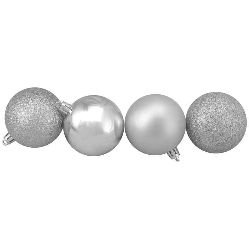 60ct Shatterproof Silver 4-Finish Christmas Ball Ornaments 2.5" (60mm) image number 3