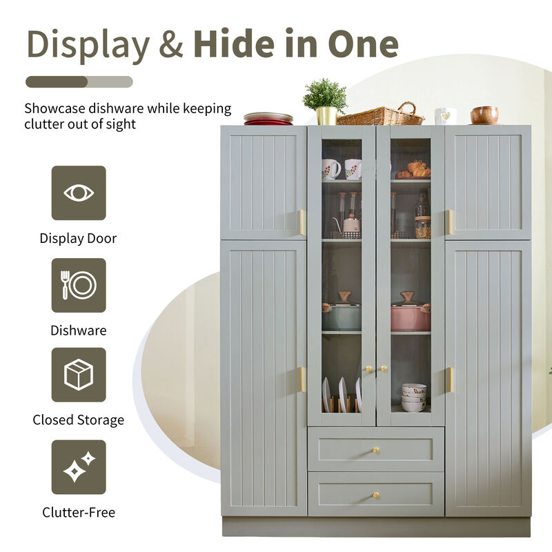 Merax Extra-Large Storage Cabinet with Vertical Dividers, Door Shelves, Adjustable Shelving System image number 4