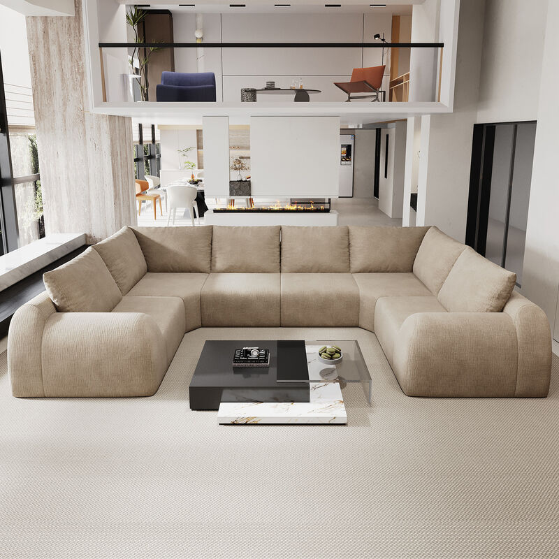 Sidgaf 135.5" 6 Seats U Shaped Modular Cloud Sofa image number 2