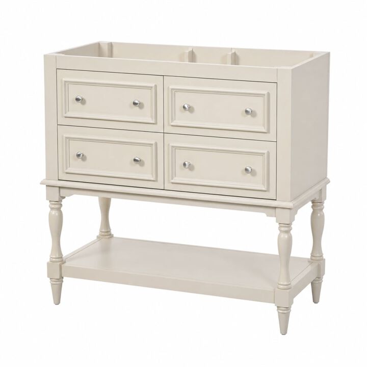 ELEMENT ACE Free Standing 36-Inch Bathroom Vanity Cabinet with 4 Drawers, Solid Wood Frame, MDF Build for Bathroom Storage