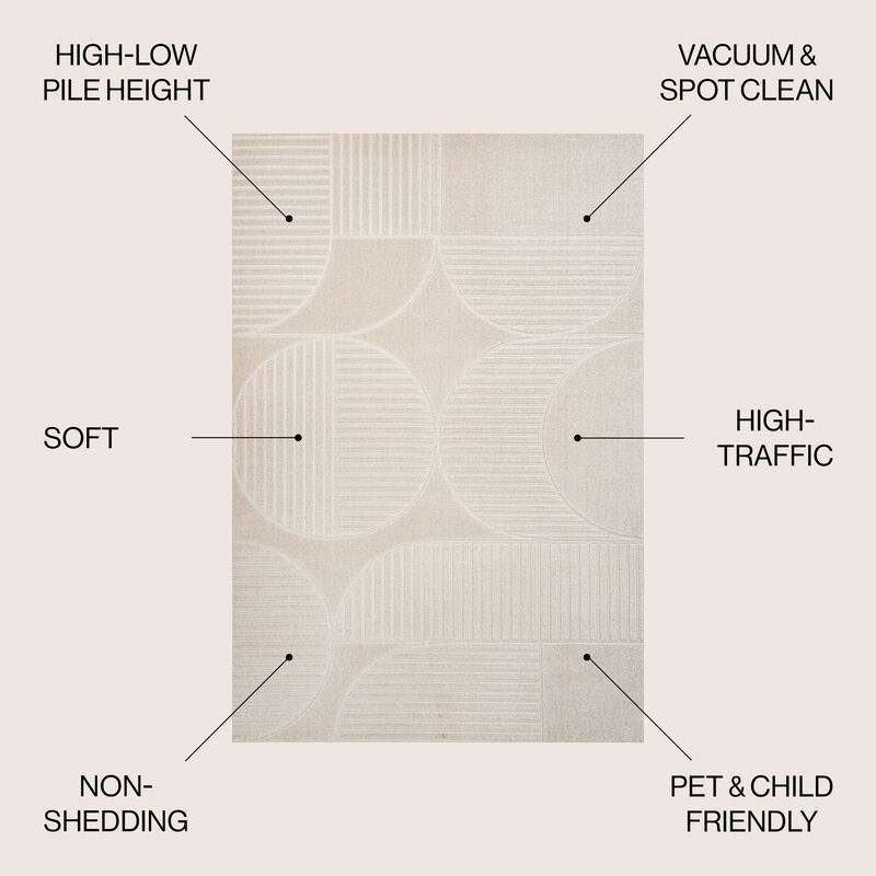 Nordby Geometric Arch Scandi Striped Area Rug