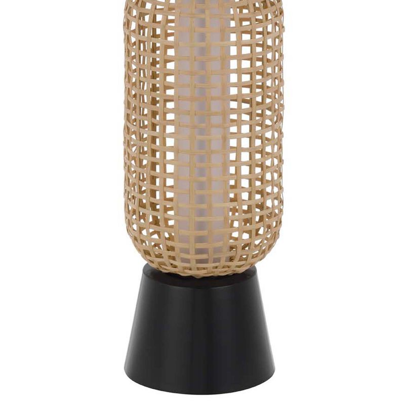 Table Lamp with LED Light, White Shade, Modern Brown Wicker, 30 Inch image number 6