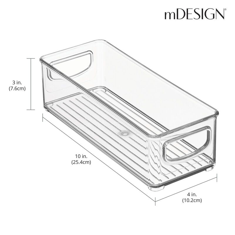 mDesign Small Plastic Nursery Storage Container Bin with Built-In Handles, Clear image number 4